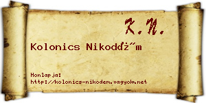 Kolonics Nikodém névjegykártya
